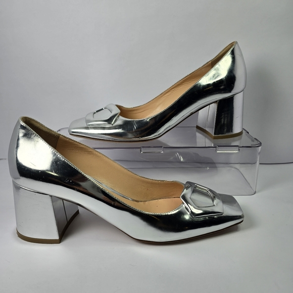 Rupert Sanderson London Naxos Mirror Pump Women's Leather Silver Shoes Size 40/9 - Picture 2 of 16